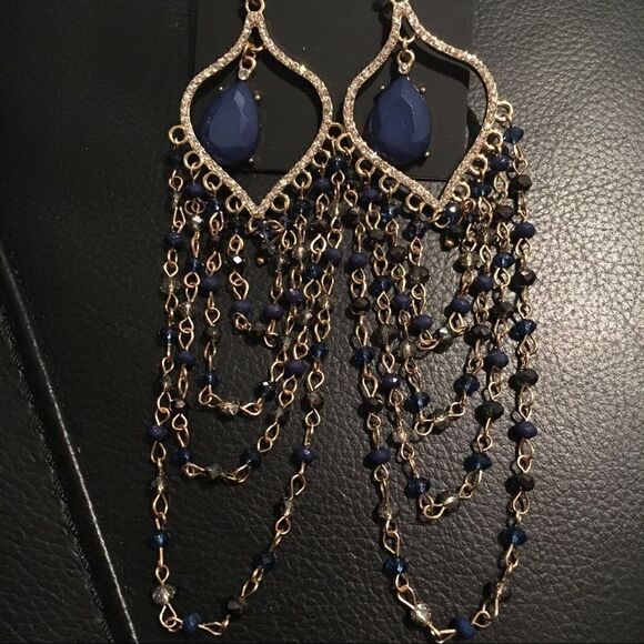 INC Teal Curtain Drop earrings - Picture 2 of 8